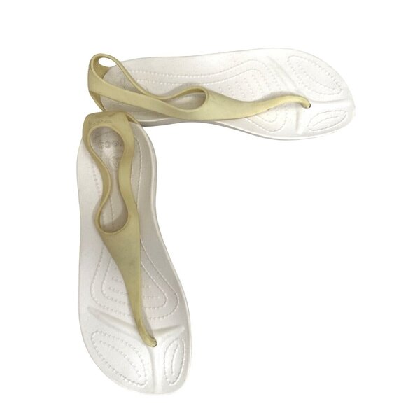 Crocs Womens Size 7 Beige & White Water Sandals - Picture 1 of 7